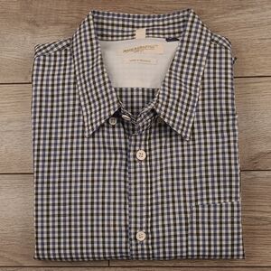 LEVIS LVC Blue White Black Plaid Checkered Sz 3 / L Short Sleeve Button Up Shirt